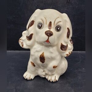 Vintage Cocker Spaniel Ceramic Dog Figurine Made in Canada 5” Brown & White